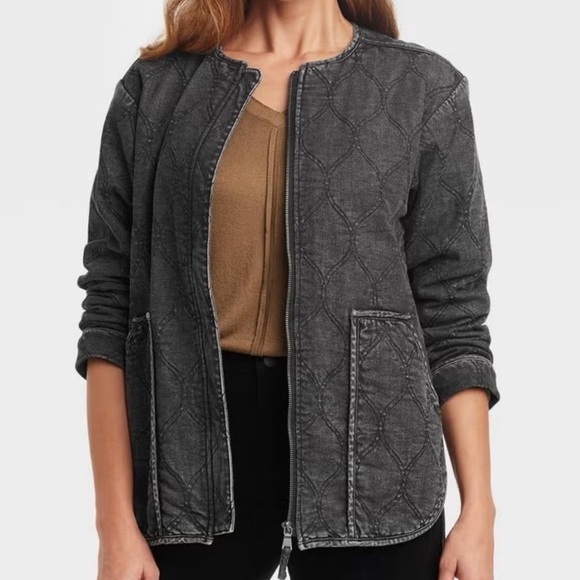 KNOX ROSE quilted zip up jacket SIZE‎ SMALL NEW charcoal grey - Picture 1 of 10